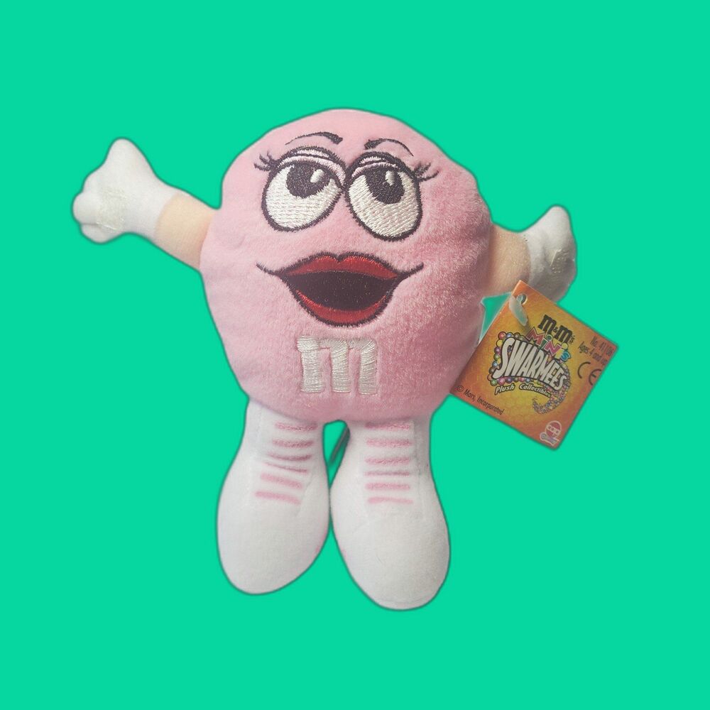 M&M's Minis Swarmees Plush Collectible Candy Holder Perky Pink Vintage No. 41106